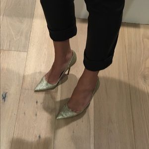 Manolo Blahnik gold sparkle heels